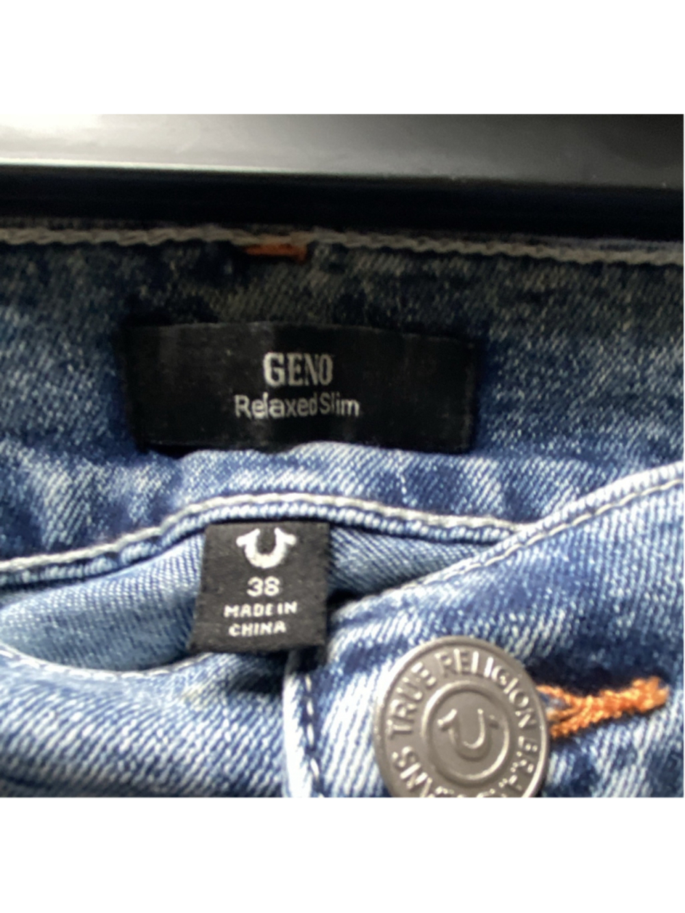 NWT True Religion Men’s 38x30 Geno Big T Relaxed Slim Fit Medium Blue Wash - Picture 8 of 11